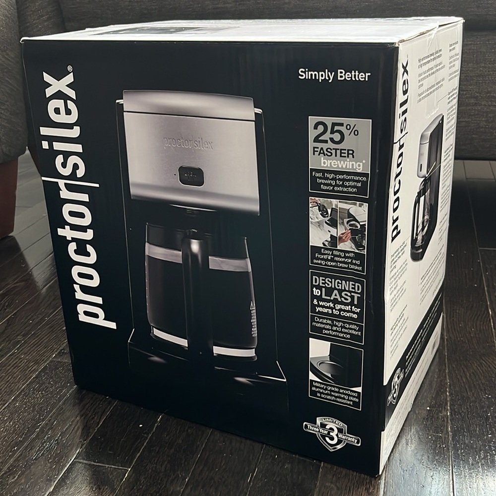 Proctor Silex FrontFill Coffee Maker, Glass Carafe 12 Cup Capacity, Blac…